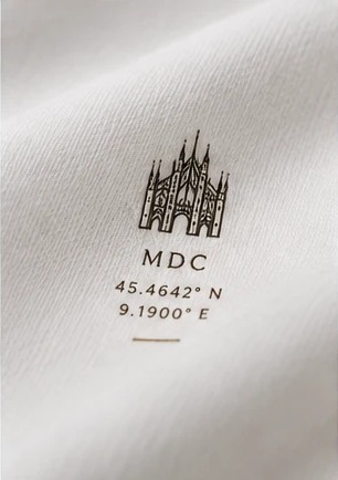 Duomo di Milano borduursel met coördinaten